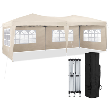 10×20 Party Tent Wedding Patio Gazebo,with 6 Removable Sidewalls & Carry Bag The Pop Up Canopy Tent, Anti-UV All Season Wind Waterproof Commercial Outdoor Wedding BBQ Events Party Tent