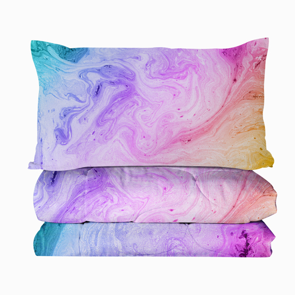 3 Pieces Colorful Tie Dye Pattern Comforter Set for Women, Microfiber Bedding Sets Twin Size