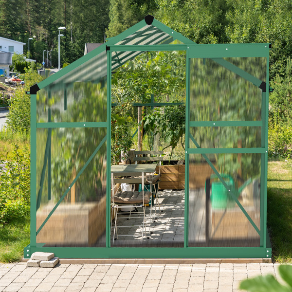 6x10ft Hybrid Polycarbonate Greenhouse Green