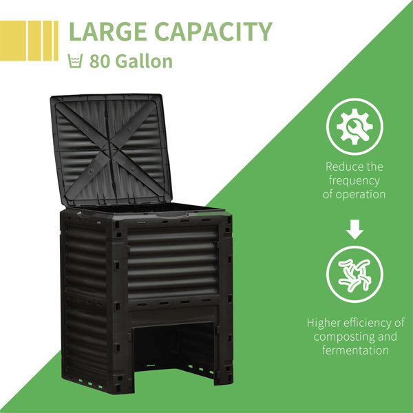 300L Garden compost bin with 48 vents Yellow