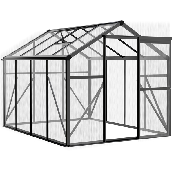 6x8ft Hybrid Polycarbonate Greenhouse Black