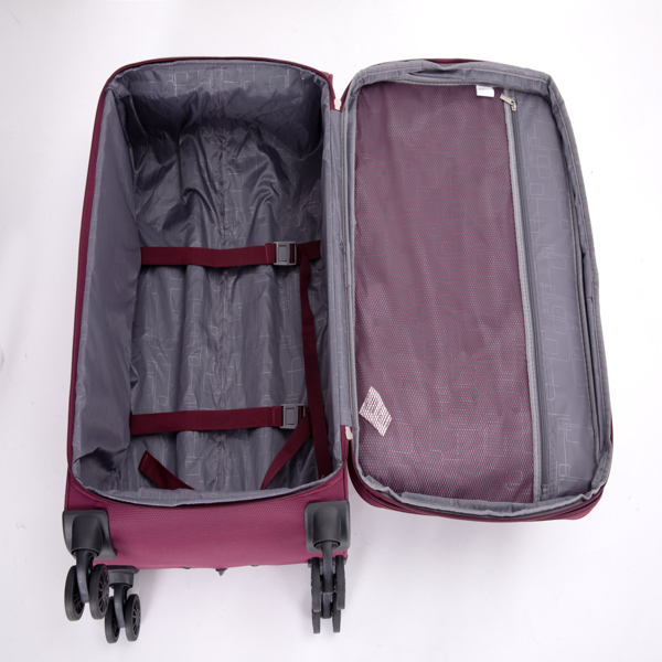 3-Piece Set (18/Travelbag /toiletry bag) ,Softshell Suitcase Spinner Wheels Terylene Polyester Luggage Sets Carry On Suitcase Luggage Lightweight Durable Suitcase WINE RED