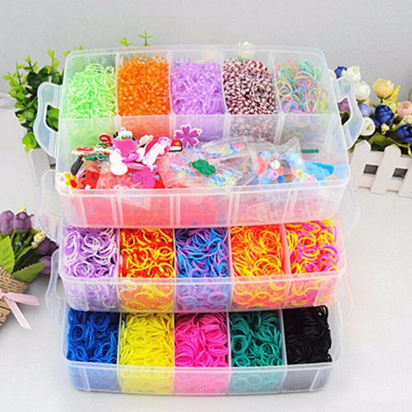 15000Pcs Kit Box+ Rubber Loom Bands Children Mult-color Make Woven Bracelet