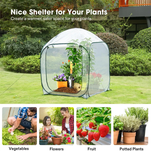 49''x49''x63'' Mini  Greenhouse w/ Detachable Base ＆ Wind Ropes