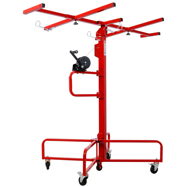 Drywall Lift Panel 16' Lift Drywall Panel Hoist Jack Lifter Jack Rolling Caster Wheel Sheetrock Drywall Lift Construction Tools,150-lb. Capacity, 4ft. x 16ft. Max. Sheet Size ,red