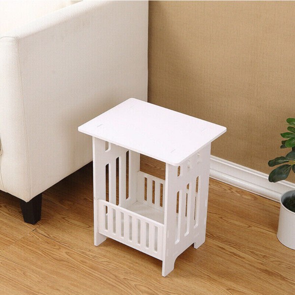 White Bedside Table Cabinet Nightstand Small Side End Table Storage Organizer U