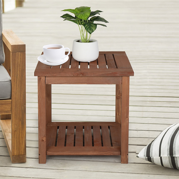 Square Wood Side Table Carbonized Color