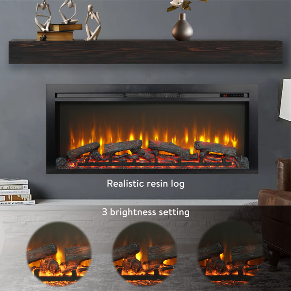 44 inch wall recessed electric fireplace with remote and Imitation Flame , LED light heater