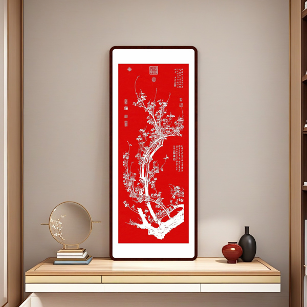 Plum Blossom Painting Handmade Tayin Energy Painting Size 45.2X17.7 inch (115X45cm)