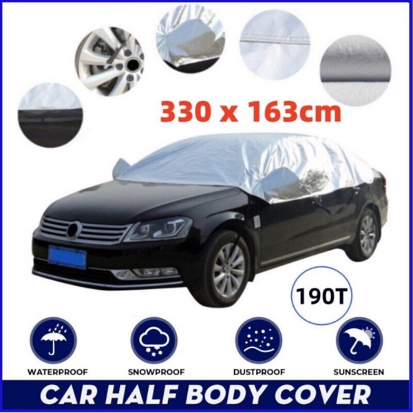 Half Car Cover Top Roof Sun UV/Rain Protection Waterproof Outdoor Universal 190T