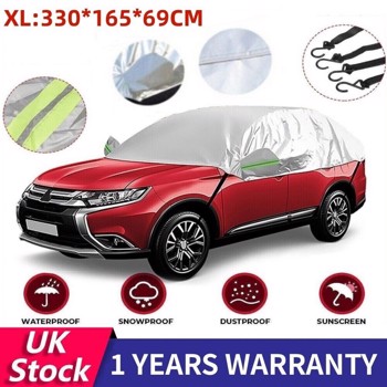 Half Car Cover Top Roof Sun UV/Rain Protection Waterproof Outdoor Universal 190T