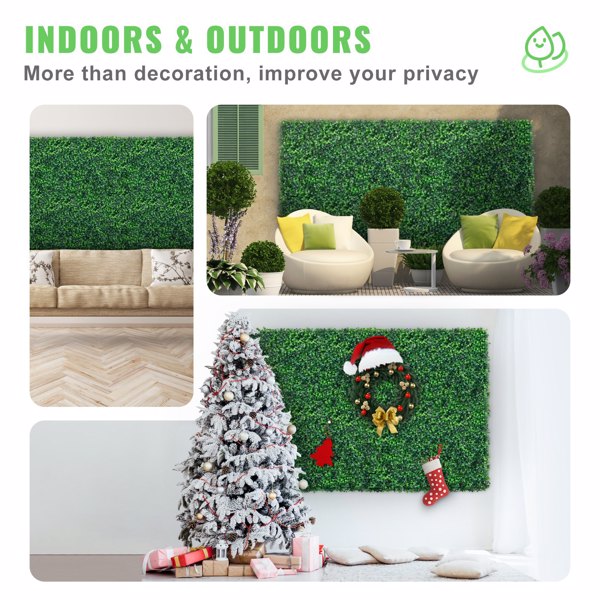 12pieces of 20 inch x 20 inch lawn wall panels, artificial lawn wall panels, green background decoration, boxwood fence wall panels, party, wedding, indoor, backyard, Christmas decoration, 33sq.FT