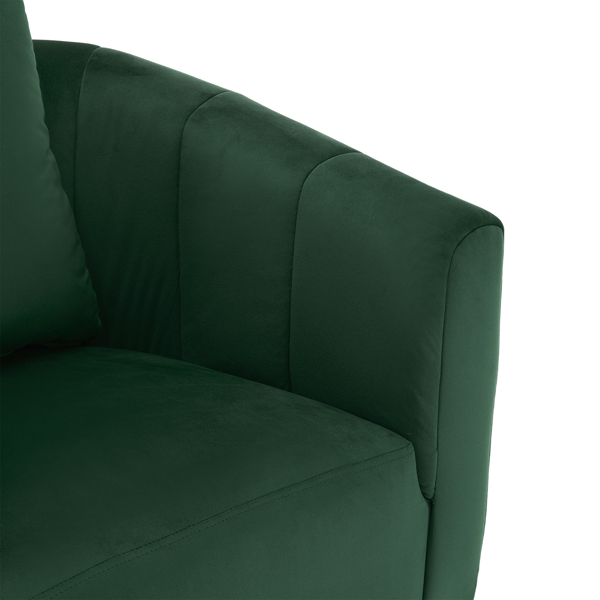 360° Swivel Accent Chair, Modern Velvet Fabric Living Room Armchair with Fluffy Cushions, Comfy Wide Upholstered, Barrel Accent Chairs for Living Room, Bedroom, Lounge, Office Green