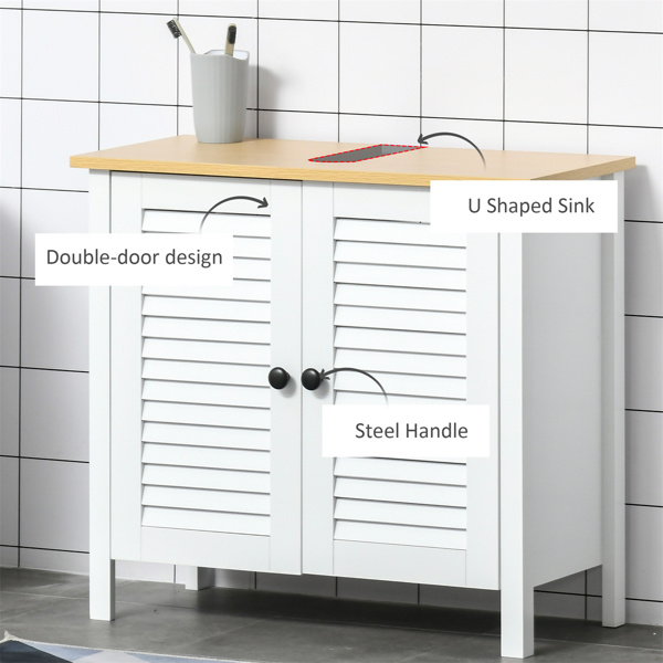 Pedestal Sink Storage Cabinet, Under Sink Cabinet with Double Doors,  Antique White, Walnut-AS ( Amazon Shipping)（Prohibited by WalMart）