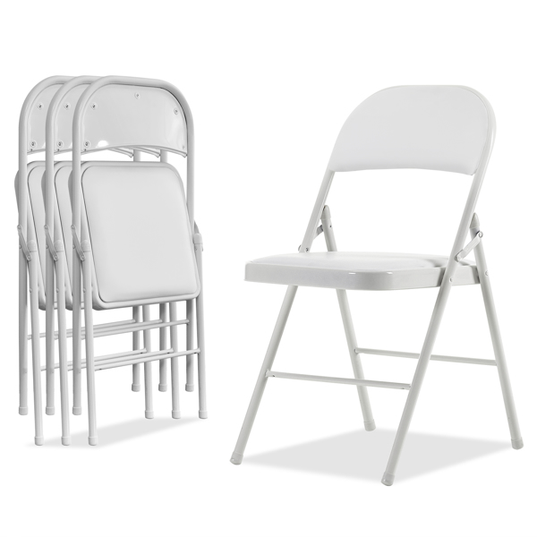 【Old Code：33292149】4pcs Elegant Foldable Iron & PVC Chairs for Convention & Exhibition White