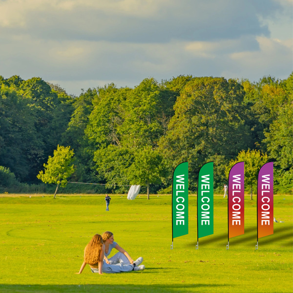 4-Piece Advertising Flagpole Stand Open Feather Flags w/Pole Kit 4 Banner Flags 4 Poles 4Ground Stakes for Business