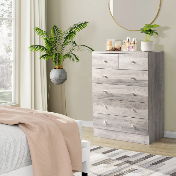 Modern Simple 6-Drawer Dresser Gray