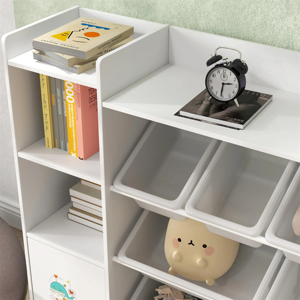 White multifunctional bookshelf for children