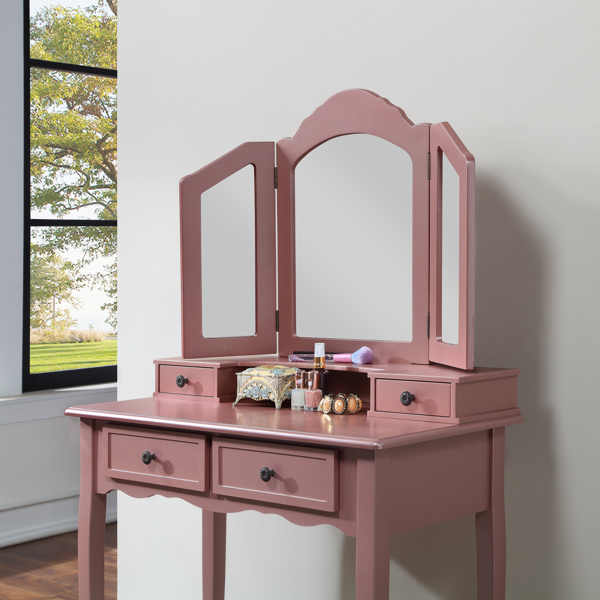 Wooden Vanity Make Up Table and Stool Set, Rose ld