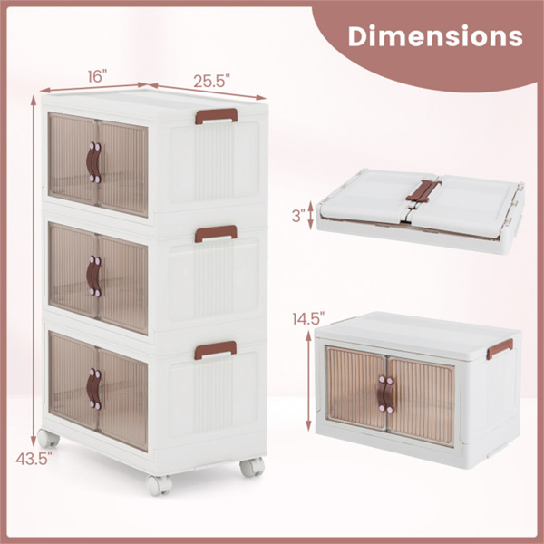 Stackable Storage Boxes Bins with  Lockable Casters 25.5" x 16“ x 43.5”