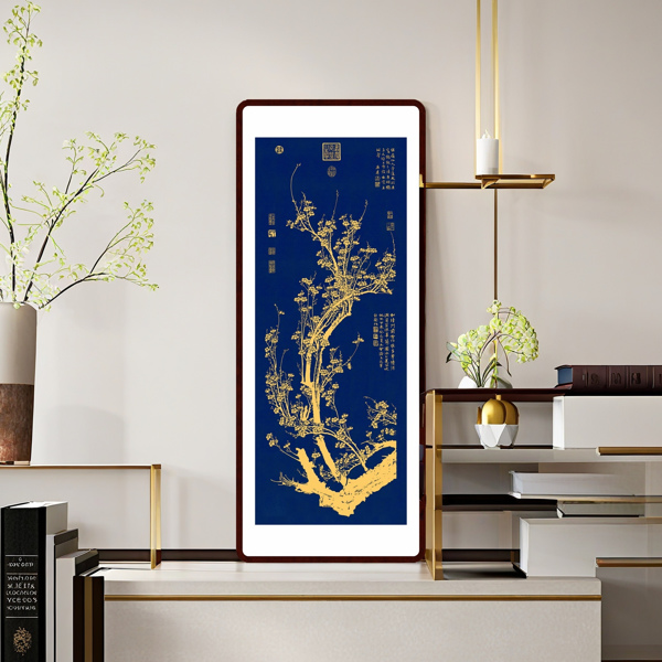 Plum Blossom Painting Handmade Tayin Energy Painting Size 45.2X17.7 inch (115X45cm)