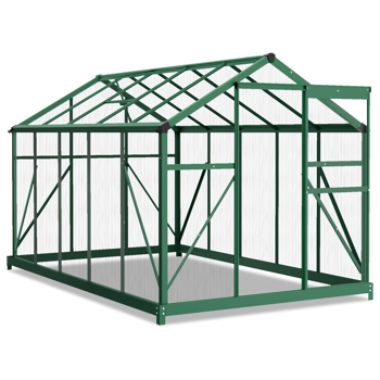 6x10ft Hybrid Polycarbonate Greenhouse Green