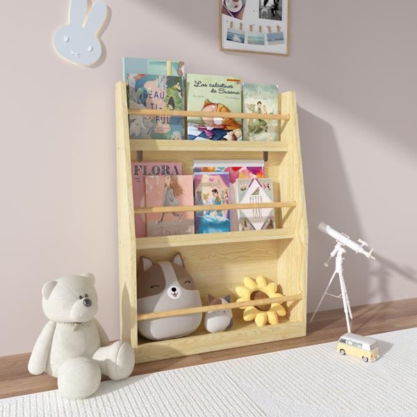 3 Tier Kids Book Shelf,Kids Book Rack, Helps Keep Bedrooms, Playrooms, and Classrooms Organized, Natural