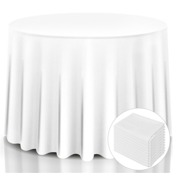 10 PCS White Restaurant Tablecloth ,90"