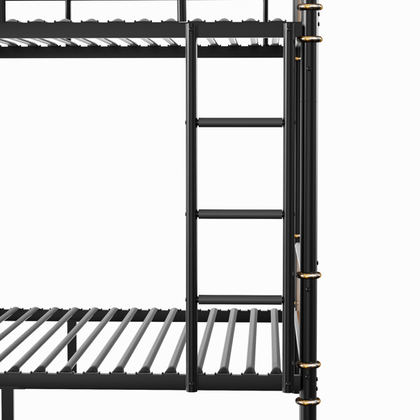 Twin XL over Twin XL Metal Bunk Bed, Industrial Detachable Bunkbeds with Safety Guard Rails for Teens, Black (Expect arrival date 2024/12/28)