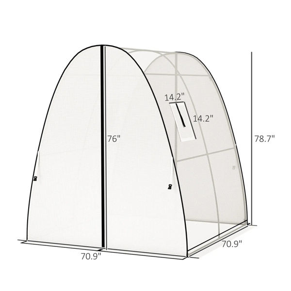 Greenhouse with 2 Doors 6' x 6' x 6.6',  White