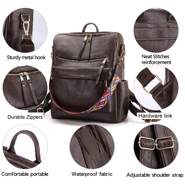 Women's Fashion Backpack Wallet Multi purpose Design Handbag and Shoulder Bag Leather Women's Backpack Backpack Bag Four colors