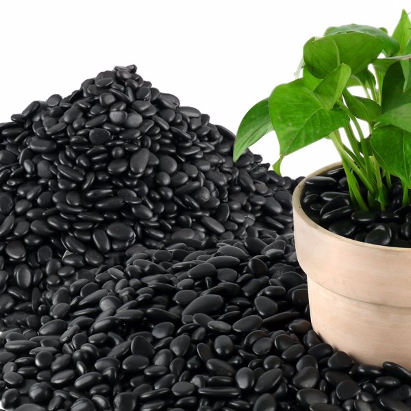 1 Set of 5lbs Bulk Bag of Small Black Pebbles - Decorative Aquarium Gravel, River Rocks for Outdoor Garden Paving, Indoor Plant Gravel, Perfect for Aquascaping, Landscaping, 1cm-3cm Size