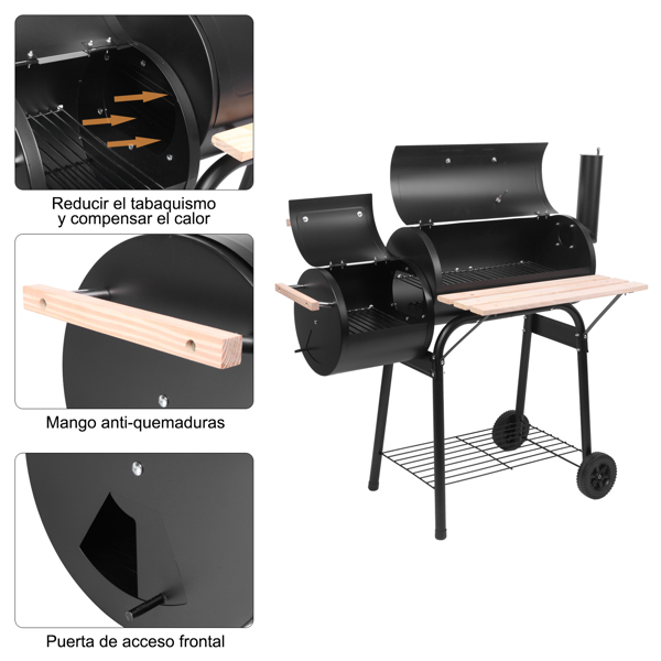 Zokop Oil Drum Charcoal Furnace High Temperature Spray Paint (500-600 Degrees) Diameter 15cm Plastic Wheel