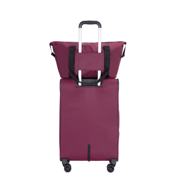 3-Piece Set (18/Travelbag /toiletry bag) ,Softshell Suitcase Spinner Wheels Terylene Polyester Luggage Sets Carry On Suitcase Luggage Lightweight Durable Suitcase WINE RED