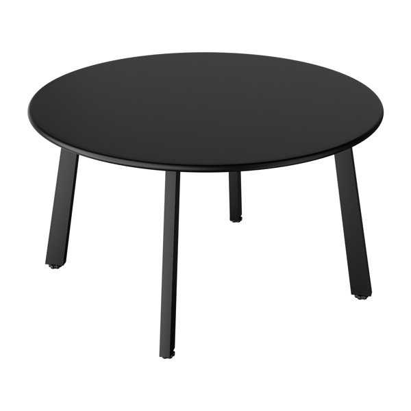 Patio Coffee Table, Metal Steel Outdoor Round Table, Weather Resistant Steel Patio Side Table for Patio Yard Balcony Garden, Black