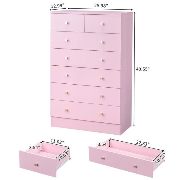 Modern Simple 7-Drawer Dresser Pink