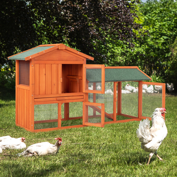 61" Wooden Chicken Coop Hen House Rabbit Wood Hutch Poultry Cage Habitat