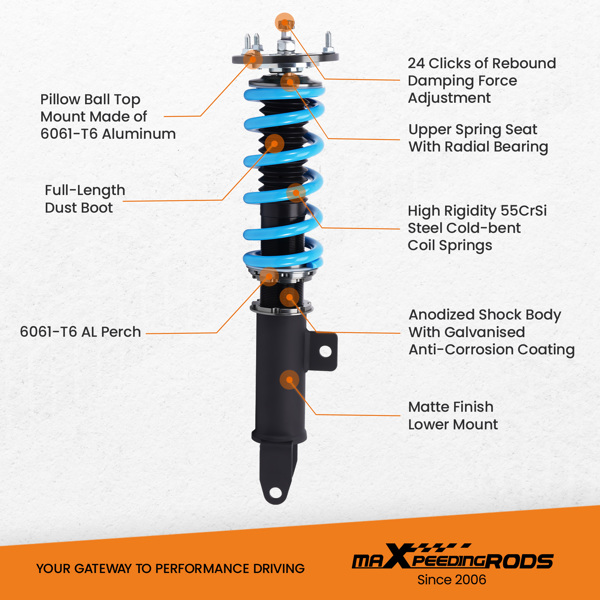 24 Way Damping Adj. Coilovers For Challenger Charger 2011-2022 Shocks Struts Kit