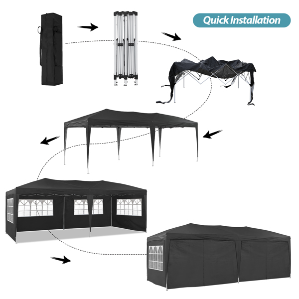 10×20 Party Tent Wedding Patio Gazebo,with 6 Removable Sidewalls & Carry Bag The Pop Up Canopy Tent, Anti-UV All Season Wind Waterproof Commercial Outdoor Wedding BBQ Events Party Tent