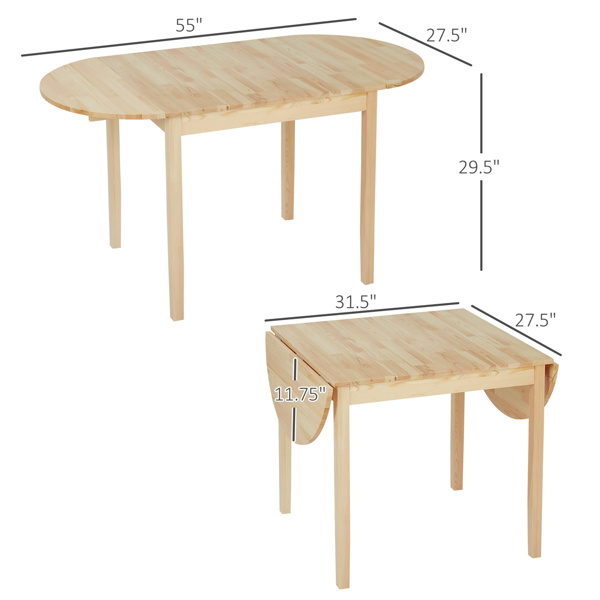 55" Wood Folding Dining Table/Small Sized Dining Table