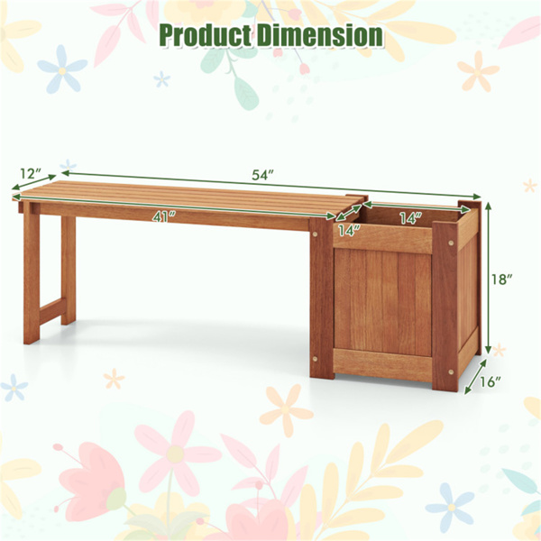 Outdoor bench with planter box, teak