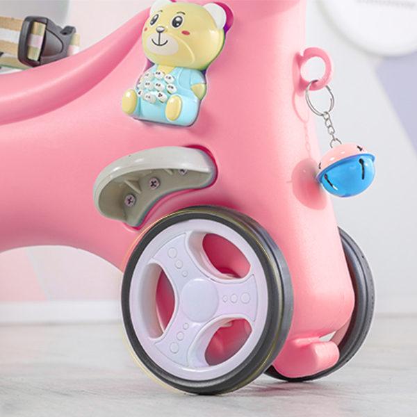 Rocking Horse for Toddlers, Balance Bike Ride On Toys with Push Handle, Backrest and Balance Board for Baby Girl and Boy, Unicorn Kids Riding Birthday, PINK