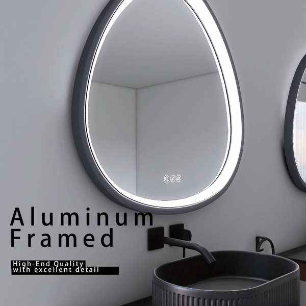 32 x 32 in. Gunmetal Grey Framed Dimmable Anti-Fog LED Bathroom Vanity Mirror