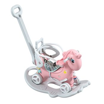 Upgraded Rocking Horse for Toddlers, Balance Bike Ride On Toys with Push Handle, Backrest and Balance Board for Baby Girl and Boy, Unicorn Kids,pink