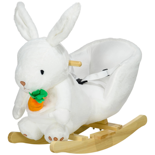 Baby rocking horse toy with music playback  White rabbit shape