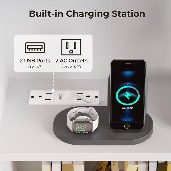 FCH 4 layers with 2 USB 2 plugs and sockets 2 drawers Triamine board 60*23.5*180cm display cabinet white