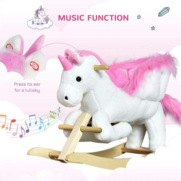 Baby rocking horse toy with music playback，Unicorn design