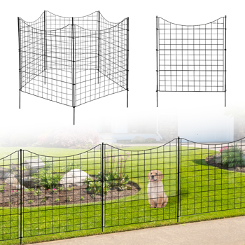 5 Panels Metal Decorative Garden Fence 36\\"(L)x39\\"(H), No Dig Animal Dog Barrier, Garden Temporary Border Fencing for Yard Patio Outdoor