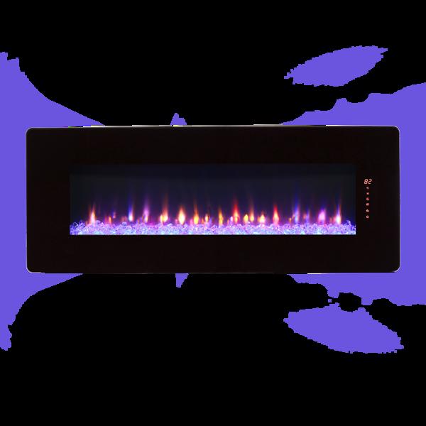 48 inch Curved Front Wall Mounted Electric Fireplace with remote and multi color flame & emberbed