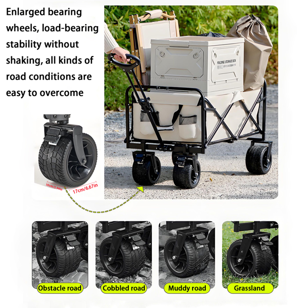 Wagon,Heavy Duty Garden Cart with All Terrain Wheels,Collapsible Folding Wagon Cart,Portable Large Capacity Utility Wagon Cart for Camping Fishing Sports Shopping